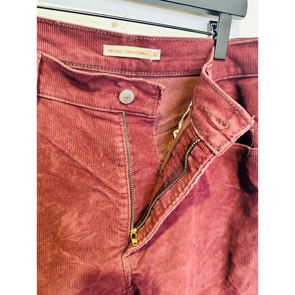 Levi's Red Maroon Denim Style High-Waisted Ribcage Ankle Jeans Size W32 L27 - Picture 4 of 16